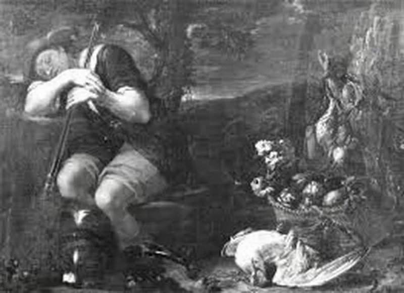 Candido - Cacciatore dormiente e cesto di frutta, con Graziani Ercole